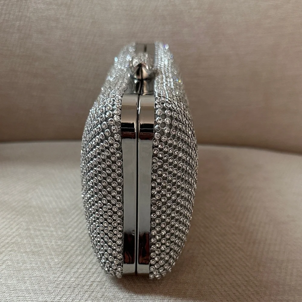 Bebe Sparkling Silver Clutch and Shoulder evening bag